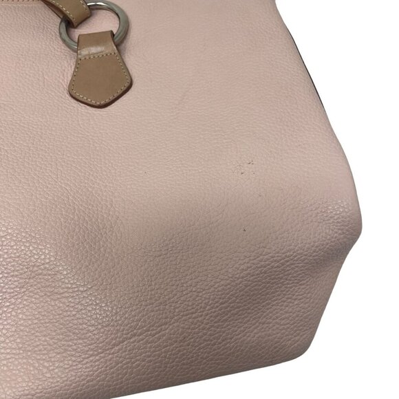 I. Santi Pink Tote Bag Genuine Leather Large Tan Handles Made in Italy - Picture 7 of 10